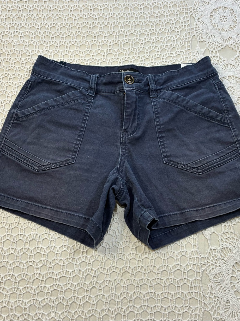 Casual Navy Women's Jean Shorts with Front Pockets